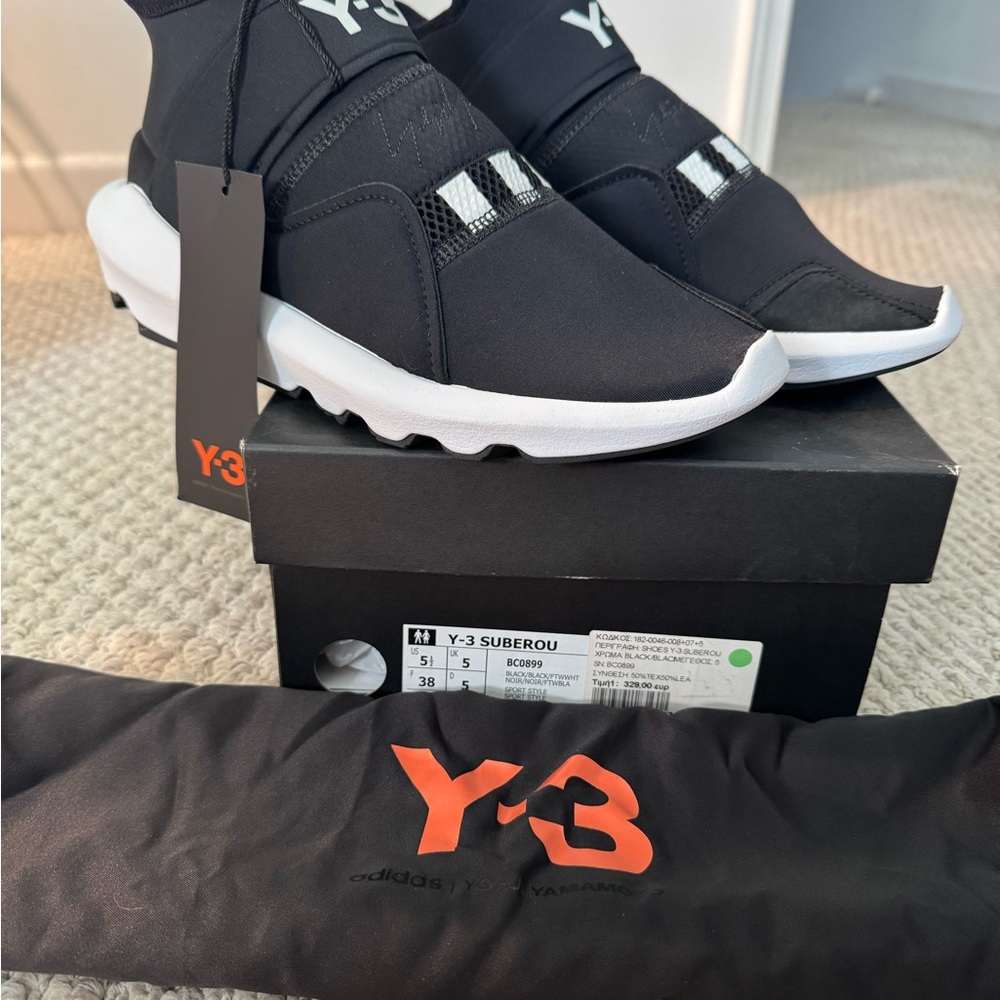 Y-3 adidas Black and White Suberou Sneakers US 5.5 EU 38 UK5 unisex NWT boxed
